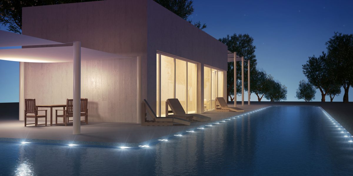 Modern villa with water pool